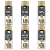 6X 151 Champagne Gold Metallic Gloss Spray Paint 400ml Spray Paint